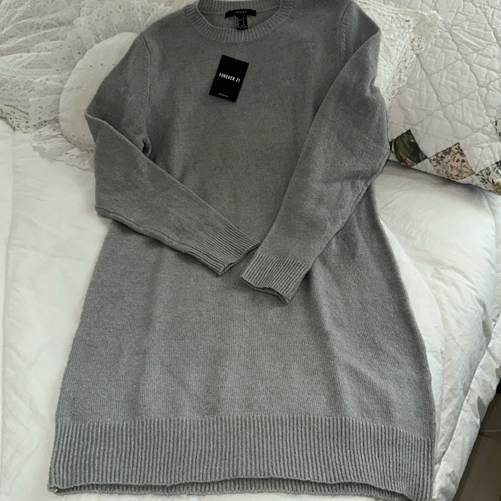 NWT! Forever 21 Gray Sweater Dress sz S